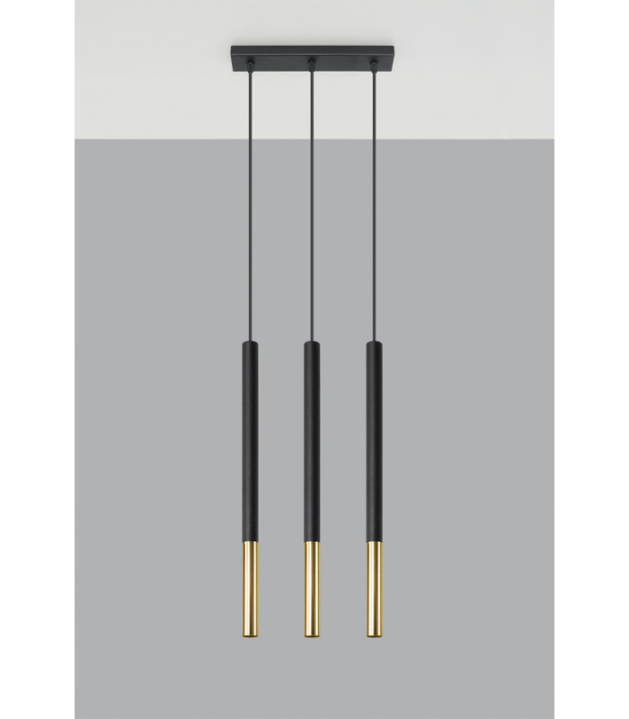 Triple Hanging Pendant Light Black Gold G9-2