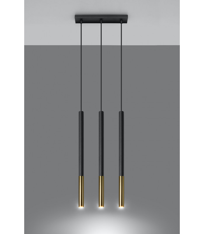 Triple Hanging Pendant Light Black Gold G9-3