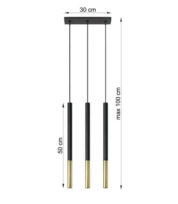 Triple Hanging Pendant Light Black Gold G9-4