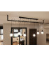 Modern Straight Bar Pendant 4 Light Black E27-6