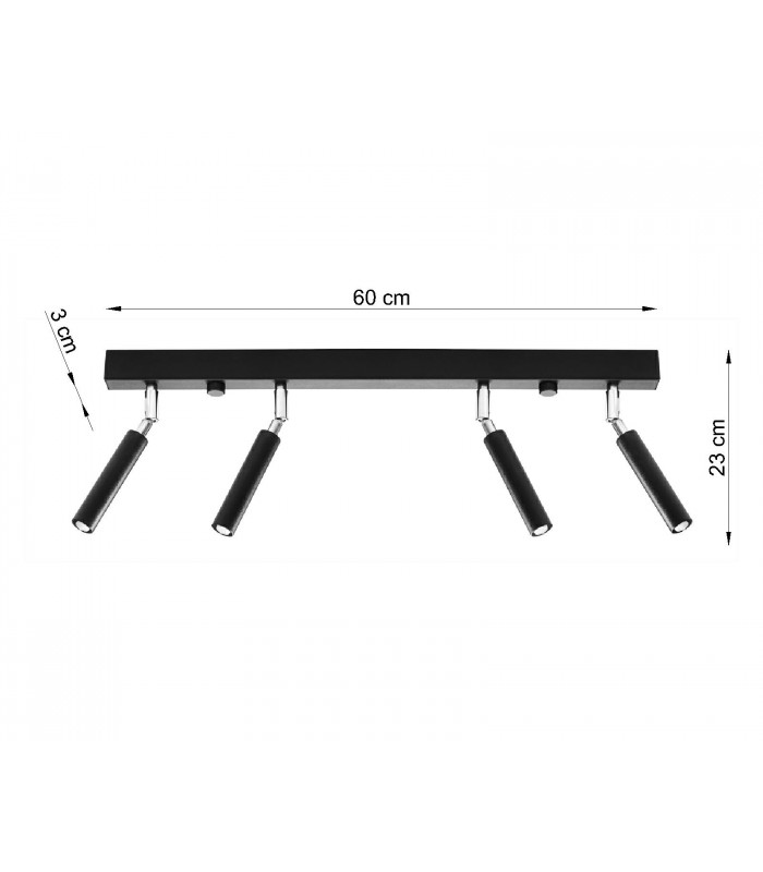Straight Bar Flush 4Light Black G9-4