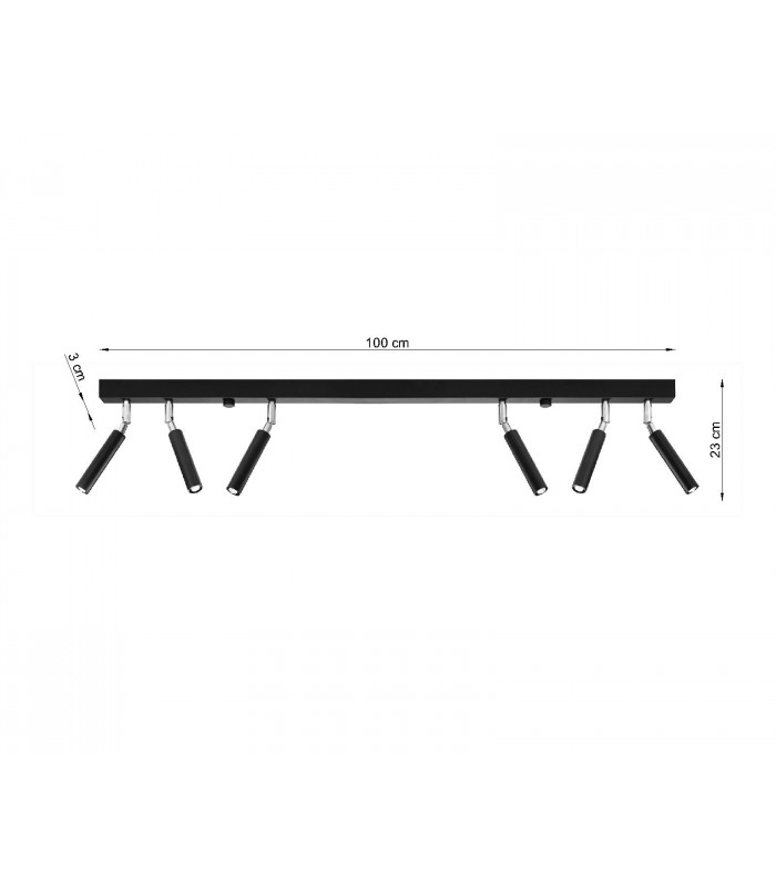 Straight Bar Flush 6 Light Black G9-4