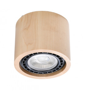 Surface Mounted Downlights Round Flush Light Natural Wood GU10-1