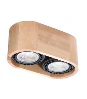 Oval Twin Surface Mounted Downlights Flush Light Natural Wood GU10-1