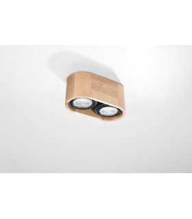 Oval Twin Surface Mounted Downlights Flush Light Natural Wood GU10-2