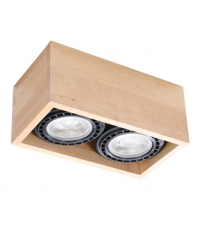 Rectangle Twin Surface Mounted Downlights Flush Light Natural Wood GU10-1