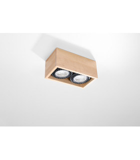 Rectangle Twin Surface Mounted Downlights Flush Light Natural Wood GU10-2