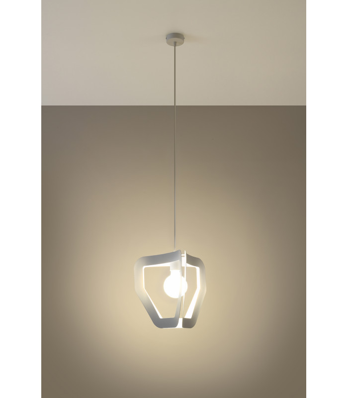 Modern Wire Frame Pendant Light White E27-3