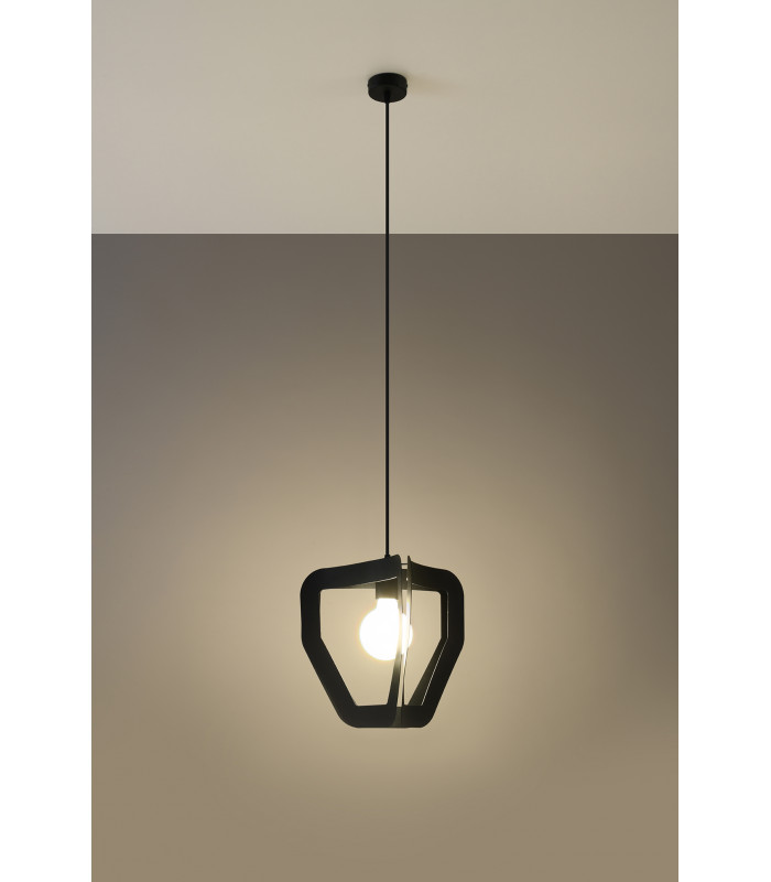 Modern Wire Frame Pendant Light Black E27-3