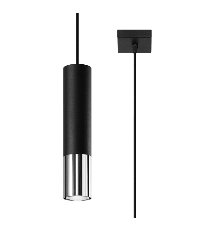 Slim 8cm Pendant Light Black Chrome GU10-1