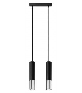 Twin Hanging Pendant Light Black Chrome GU10-1