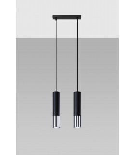 Twin Hanging Pendant Light Black Chrome GU10-2