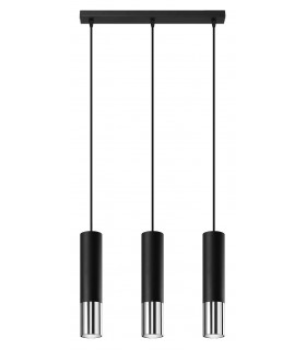 Triple Hanging Pendant Light Black Chrome GU10-1