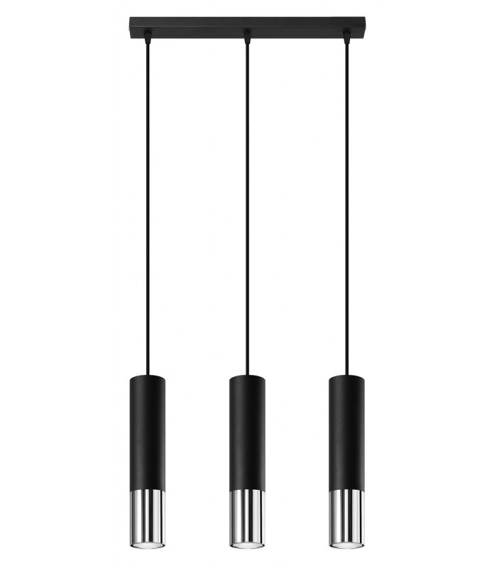 Triple Hanging Pendant Light Black Chrome GU10-1