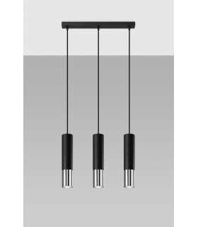 Triple Hanging Pendant Light Black Chrome GU10-2