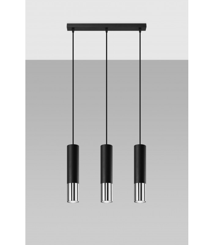 Triple Hanging Pendant Light Black Chrome GU10-2