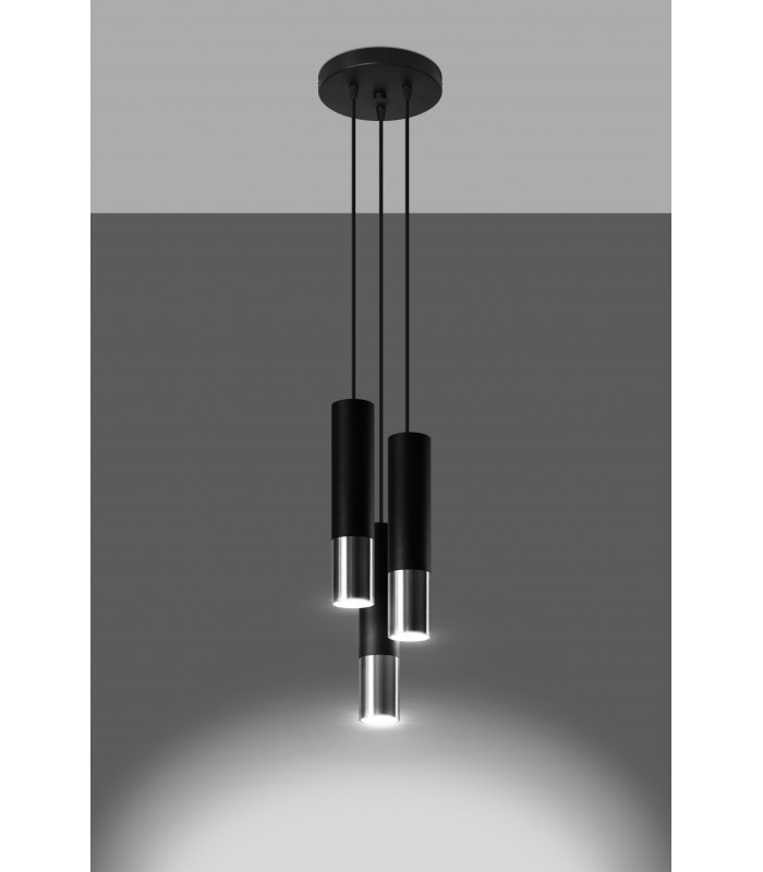 Cluster Drop Pendant Light Black Chrome GU10-3