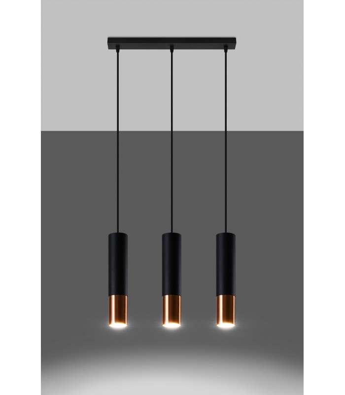 Triple Hanging Pendant Light  Black Copper GU10-3