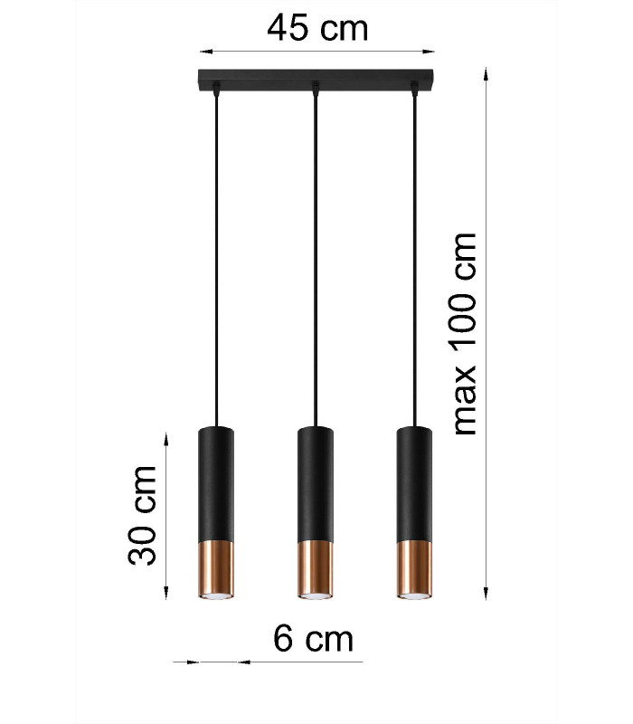 Triple Hanging Pendant Light  Black Copper GU10-4
