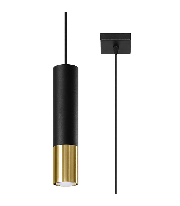 Slim 8cm Pendant Light Black Gold GU10-1
