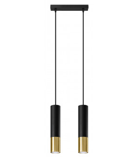 Twin Hanging Pendant Light Black Gold GU10-1
