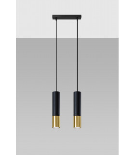 Twin Hanging Pendant Light Black Gold GU10-2