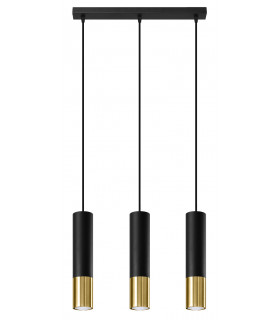 Triple Hanging Pendant Light Black Gold GU10-1