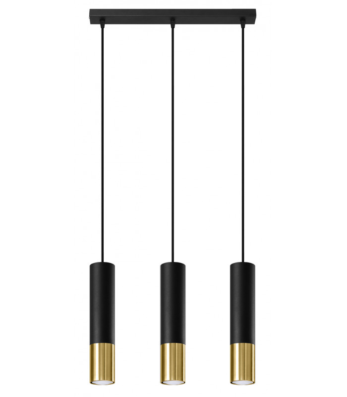 Triple Hanging Pendant Light Black Gold GU10-1