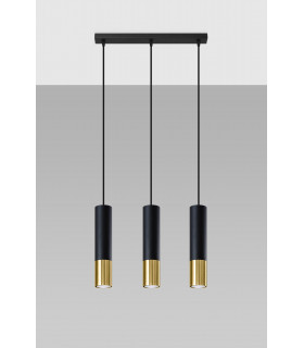 Triple Hanging Pendant Light Black Gold GU10-2