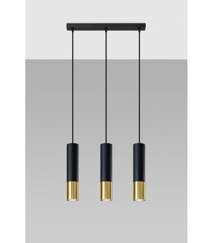 Triple Hanging Pendant Light Black Gold GU10-2