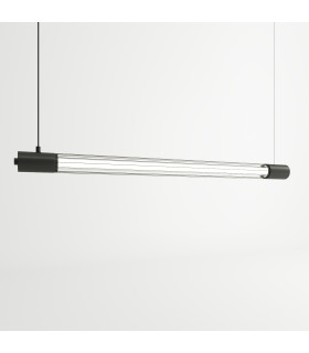 Straight Linear Pendant Light Black T8-4