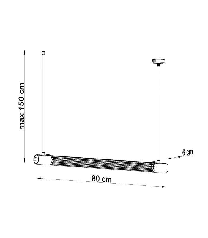 Straight Linear Pendant Light Black T8-7