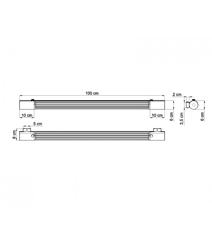 Flush Wall Lights Linear Black T8-8