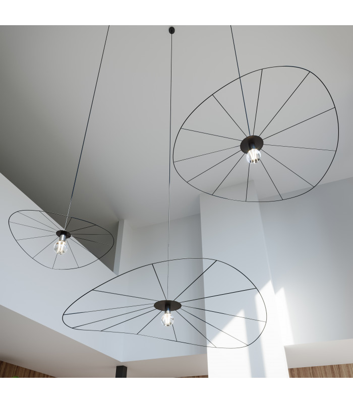 Modern Wire Frame Pendant Light Black E27-4