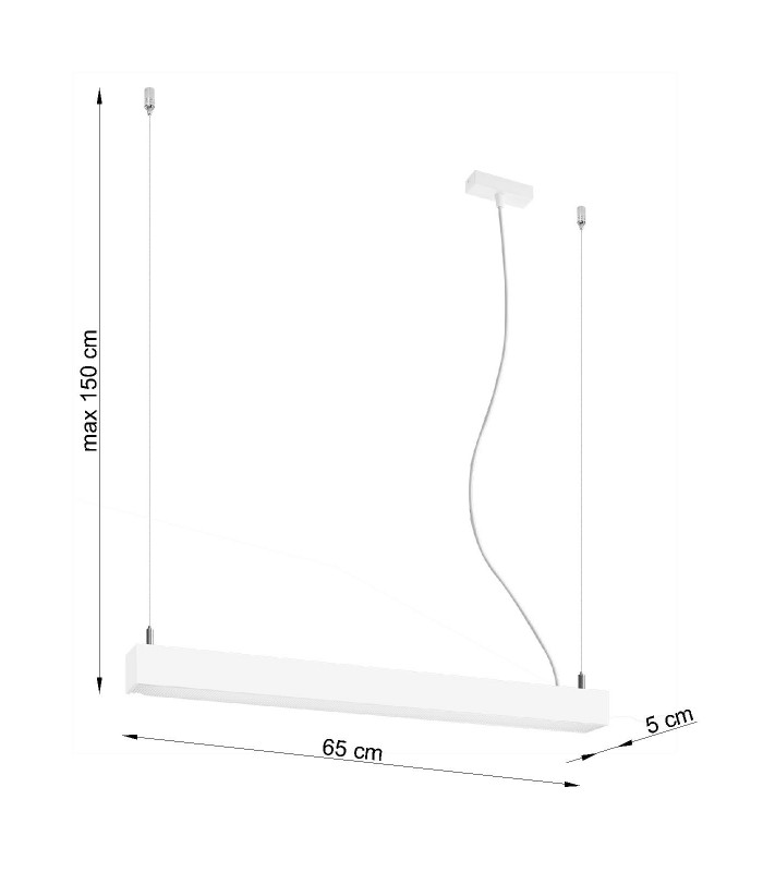 Integrated LED  65cm Linear Straight Bar Pendant Light White 3000K