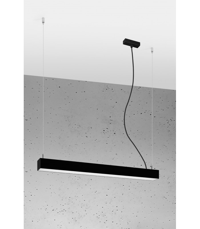 Integrated LED  65cm Linear Straight Bar Pendant Light Black 3000K-1