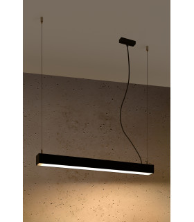 Integrated LED  65cm Linear Straight Bar Pendant Light Black 3000K-2