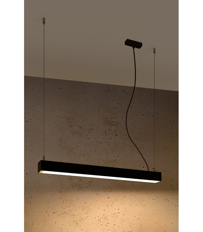 Integrated LED  65cm Linear Straight Bar Pendant Light Black 3000K-2