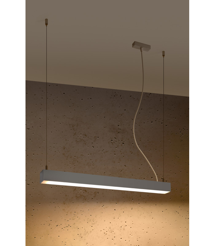 Integrated LED  65cm Linear Straight Bar Pendant Light Grey 3000K-2