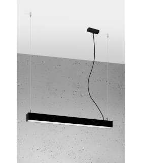 Integrated LED  65cm Linear Straight Bar Pendant Light Black 4000K-1