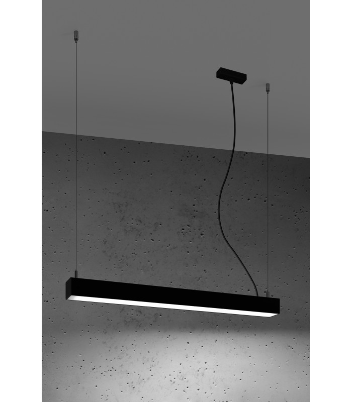 Integrated LED  65cm Linear Straight Bar Pendant Light Black 4000K-2