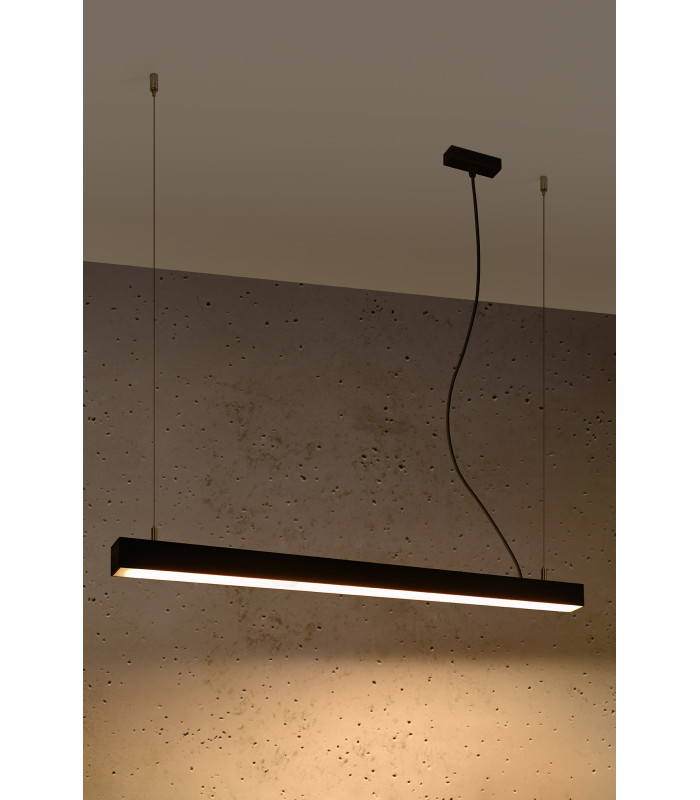 Integrated LED  95cm Linear Straight Bar Pendant Light Black 3000K-2
