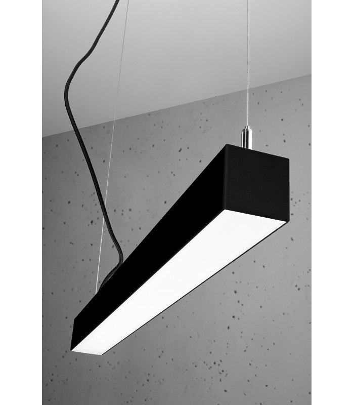 Integrated LED  95cm Linear Straight Bar Pendant Light Black 3000K-6