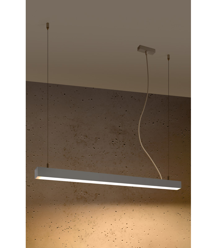 Integrated LED  95cm Linear Straight Bar Pendant Light Grey 3000K-2