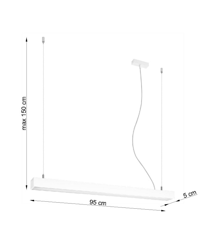 Integrated LED  95cm Linear Straight Bar Pendant Light White 4000K