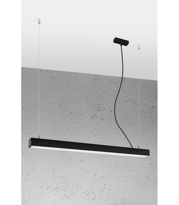 Integrated LED  95cm Linear Straight Bar Pendant Light Black 4000K-1
