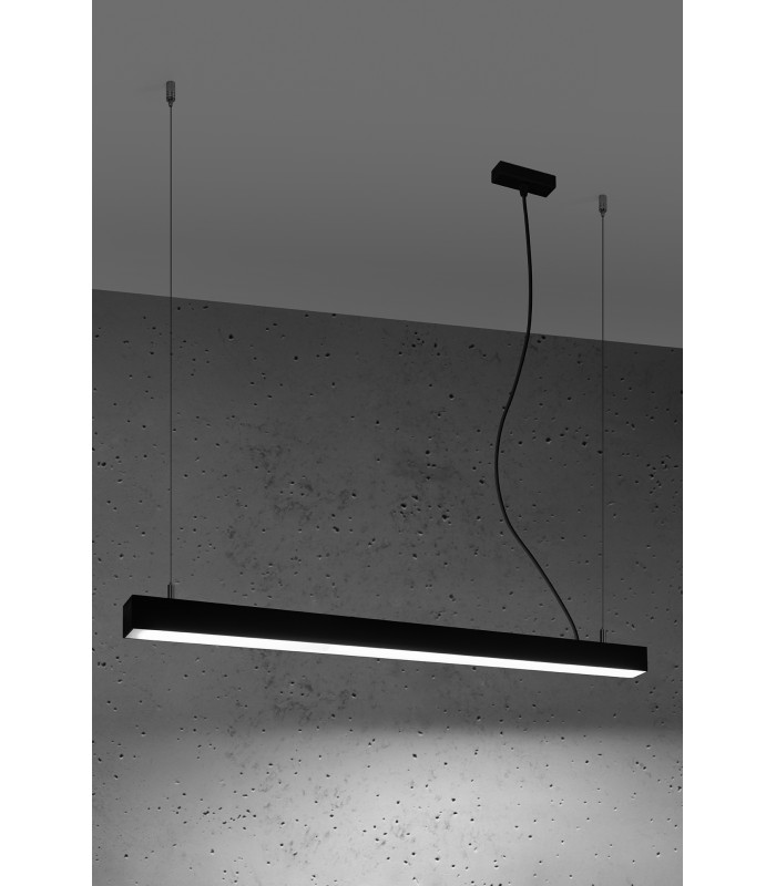 Integrated LED  95cm Linear Straight Bar Pendant Light Black 4000K-2