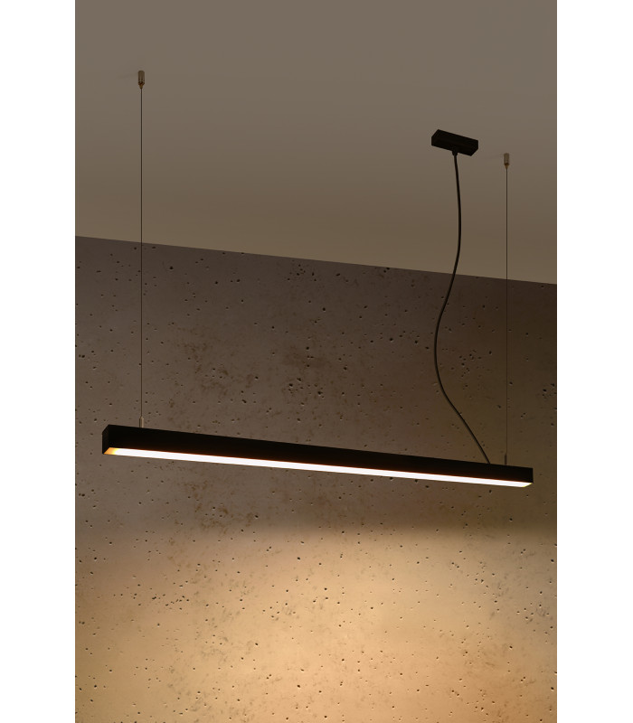 Integrated LED  115cm Linear Straight Bar Pendant Light Black 3000K-2