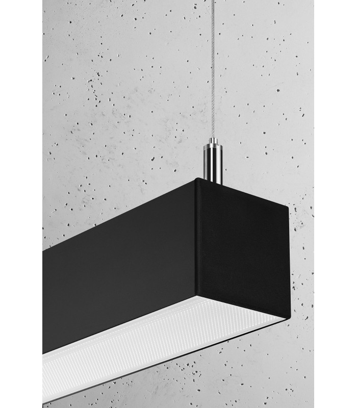 Integrated LED  115cm Linear Straight Bar Pendant Light Black 3000K-3