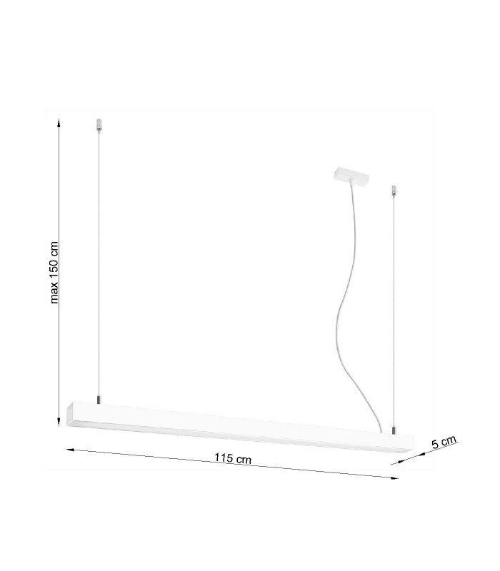 Integrated LED  115cm Linear Straight Bar Pendant Light White 4000K
